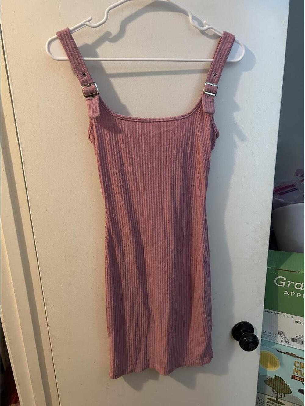 Heart and Hips Pink ribbed mini dress with adjustable straps size M